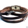 N5354k Bracelet homme wrap cuir personnalisé infini acier inoxydable