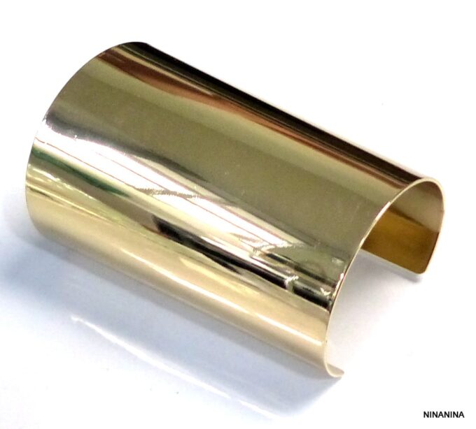 N5363 Bracelet femme manchette large métal doré