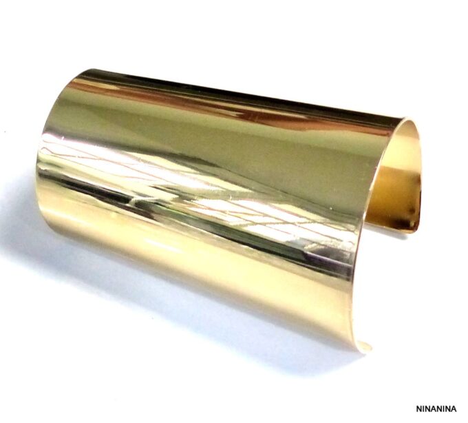 N5363e Bracelet femme manchette large métal doré