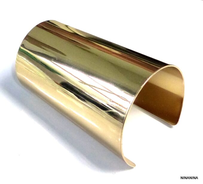 N5363g Bracelet femme manchette large métal doré