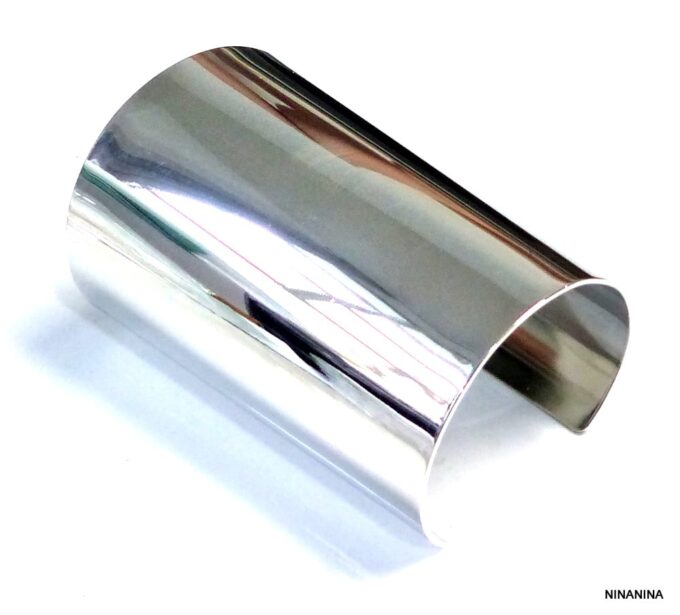 N5364 Bracelet femme manchette large métal argenté