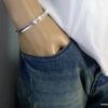 N5365bis Bracelet homme demi-jonc en plaqué argent