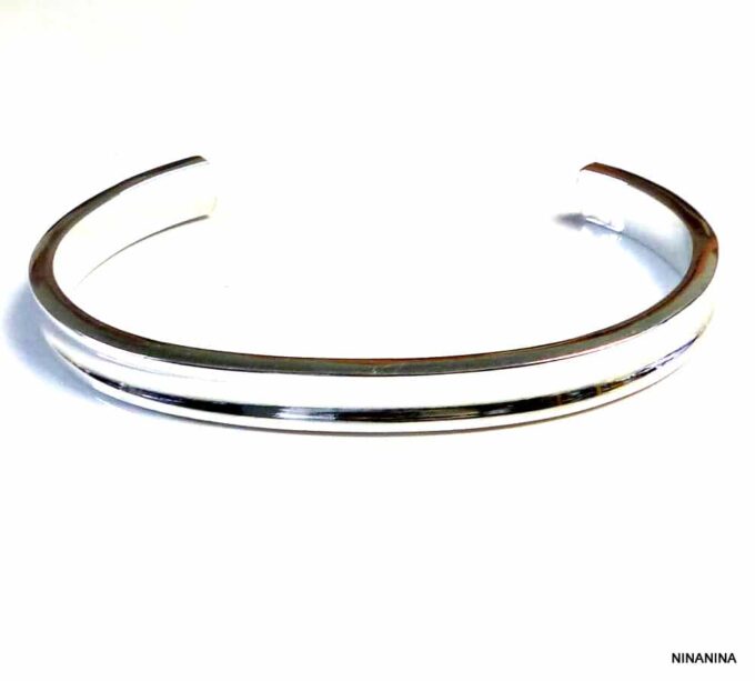 N5365bisc Bracelet homme demi-jonc en plaqué argent