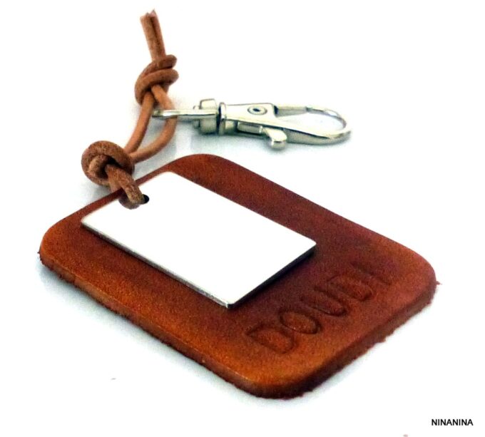 N5368 Porte-clé homme cuir personnalisé plaqué acier
