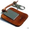 N5368 porte clé homme cuir plaque acier inoxydable gravé sigle infini