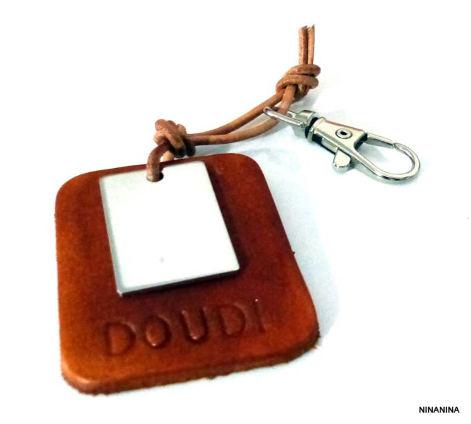 N5368a Porte-clé homme cuir personnalisé plaqué acier