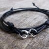N5373a Bracelet cordon cuir infini argent 925 massif - Bijoux Bracelets en ligne Ninanina