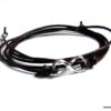 N5373a Bracelet femme wrap cordon cuir infini argent massif