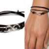 N5373a Bracelet multi tours signe infini argent 925 sur cordon cuir à enrouler autour du poignet - Bijoux Bracelets en ligne Ninanina