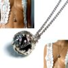 N5376b Collier long sautoir boule métal argent diffuseur de parfum