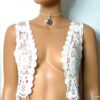 N5392b Collier court femme cordon daim médaille plaqué argent 925