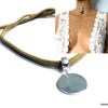N5392c Collier court femme cordon daim médaille plaqué argent 925