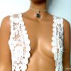 N5392d Collier court femme cordon daim médaille plaqué argent 925