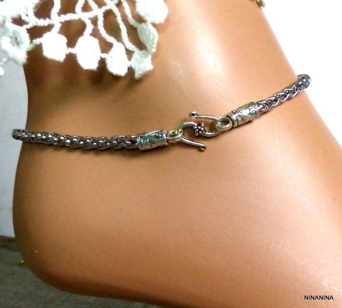 N5396 Chaine de cheville acier inoxydable maille torsadée