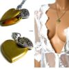 N5400b Collier femme coeur porte photo métal doré argenté