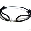 N5406 Bracelet homme cordon cuir croix argent 925 massif