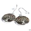 N5414a Boucles d'oreilles femme rondes arbre de vie plaqué argent 925