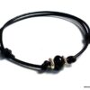 N5421b bracelet homme cordon cuir perle agate noire rondelles argent massif