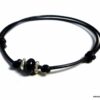 N5421c bracelet homme cordon cuir perle agate noire rondelles argent massif