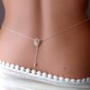 N5434c Chaine de taille pendentif triangle et perle argent 925 massif - Bijoux Chaines boheme en ligne ninanina