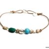 N5436b Bracelet cordon femme turquoises veritables argent massif