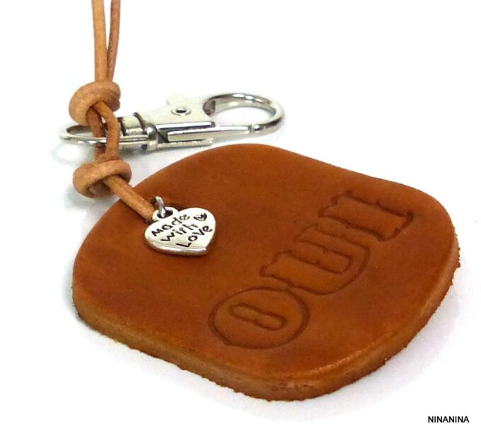 N5450 porte clé homme femme cuir personnalisé oui gravé à la main