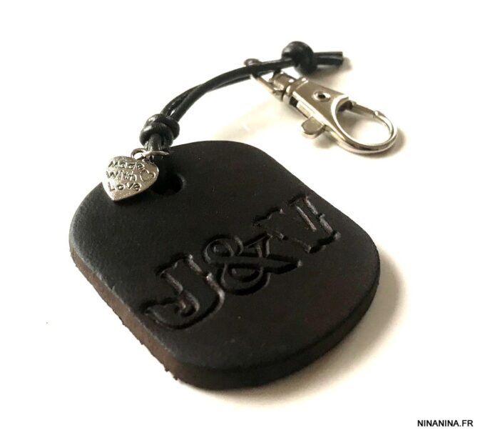 N5450a Porte clé personnalisé gravé homme pendentif cuir - Accessoire porte clés en ligne Ninanina