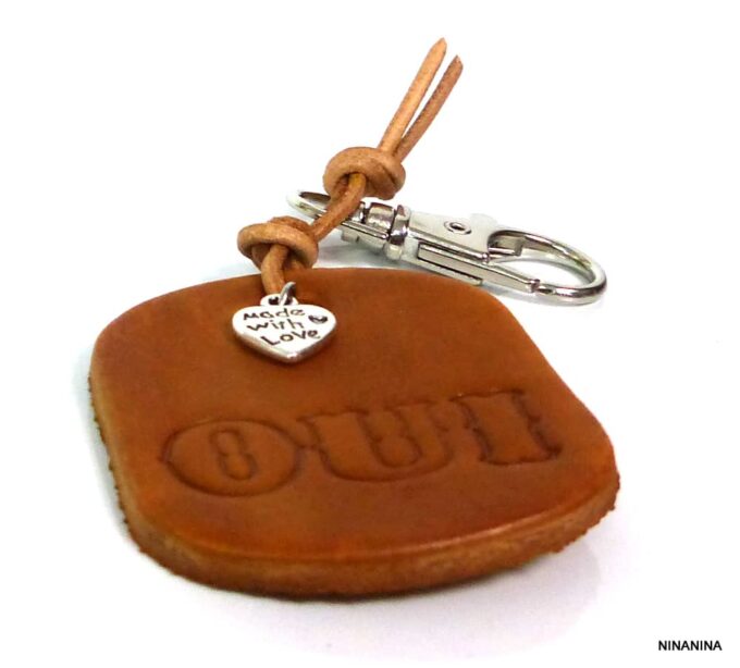 N5450b porte clé homme femme cuir personnalisé oui gravé à la main