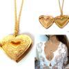 N5451 collier femme coeur porte photo métal doré or