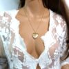 N5451b collier femme coeur porte photo métal doré or