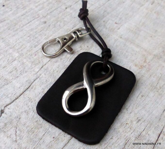 N5452 Porte clé homme cuir infini Acier personnalisé papa - Accessoires Porte clés Ninanina