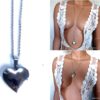 N5455 Collier femme sautoir pendentif coeur acier porte photo - Bijoux Colliers en ligne NINANINA