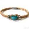 N5457 Bracelet perle de murano turquoise cordon cuir homme - Bijoux Bracelets en ligne Ninanina