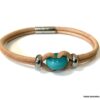 N5457a Bracelet perle de murano turquoise cordon cuir homme - Bijoux Bracelets en ligne Ninanina