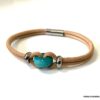 N5457b Bracelet perle de murano turquoise cordon cuir homme - Bijoux Bracelets en ligne Ninanina