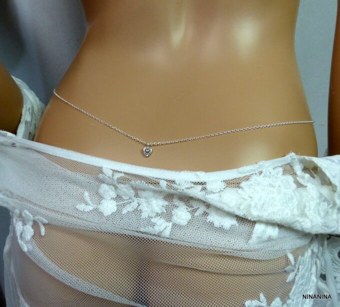 N5478c chaine de taille coeur argent 925 massif
