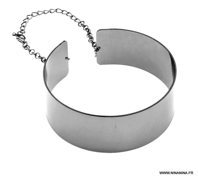 N5488 Collier Torque argenté large - Tour de cou rigide - Bijoux Colliers en ligne Ninanina