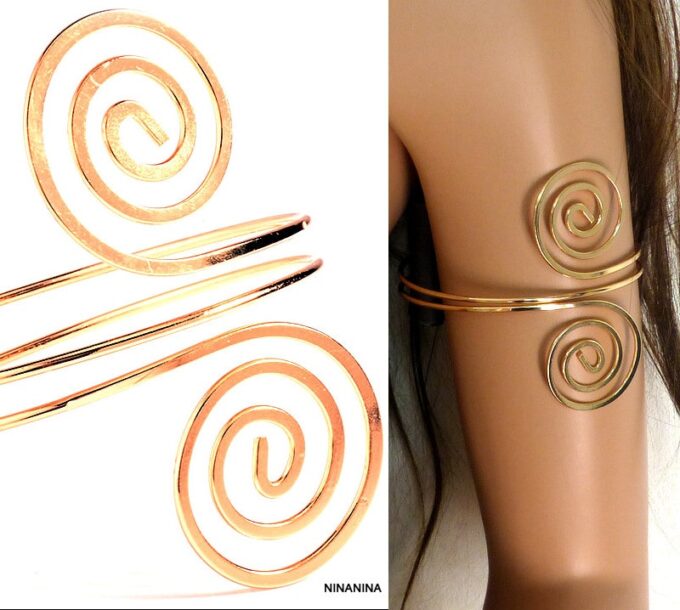 N5495b Bracelet de bras (biceps) en métal doré NINANINA