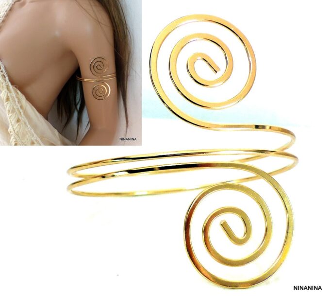 N5495d Bracelet de bras (biceps) en métal doré NINANINA