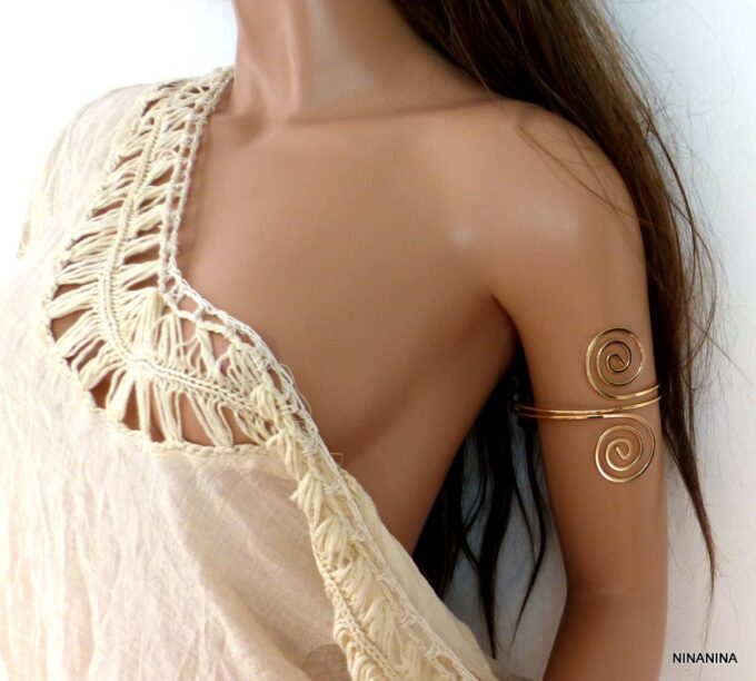 N5495g Bracelet de bras (biceps) en métal doré NINANINA