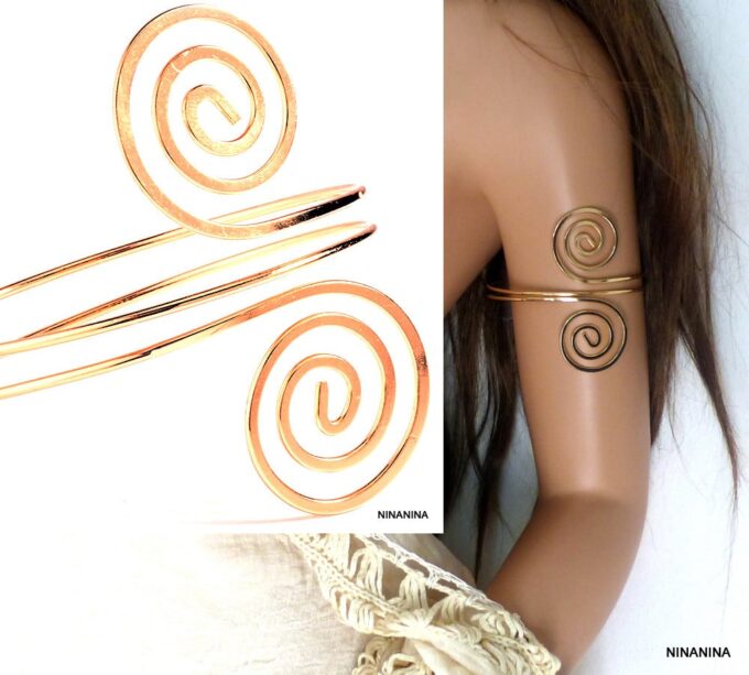 N5495i Bracelet de bras (biceps) en métal doré NINANINA