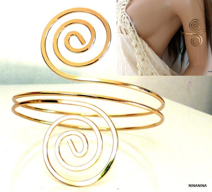 N5495j Bracelet de bras (biceps) en métal doré NINANINA