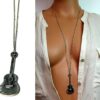 N549ter collier sautoir guitare métal argent