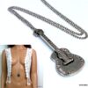 N549terb collier long guitare métal argent