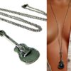 N549terb collier sautoir guitare métal argent