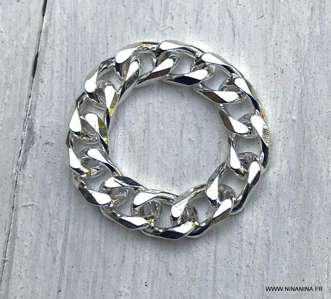 N5509c Bague homme chaine maille gourmette plaqué argent - Bijoux Bagues en ligne Ninanina