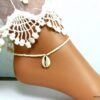 N5510B bracelet de cheville coquillag cauri rocailles blanches NINANINA