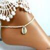 N5510D bracelet de cheville coquillag cauri rocailles blanches NINANINA