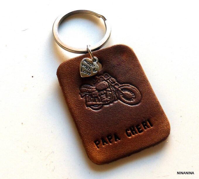 N5518 porte clé homme cuir moto personnalisé NINANINA