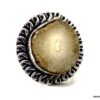N5525a Bague femme réglable ronde agate druzy blanche plaqué argent NINANINA